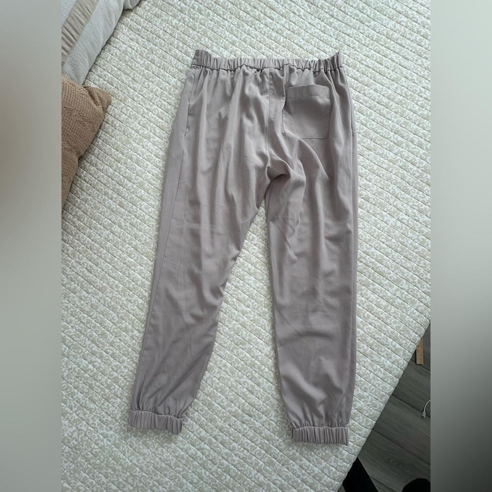 Topshop Silky Formal Joggers | Tulip Pleated Cinched Ankle | Oat Beige | Size 8 - Picture 7 of 15